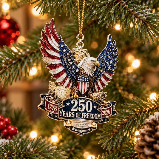 America 250th Christmas Eagle  Ornament