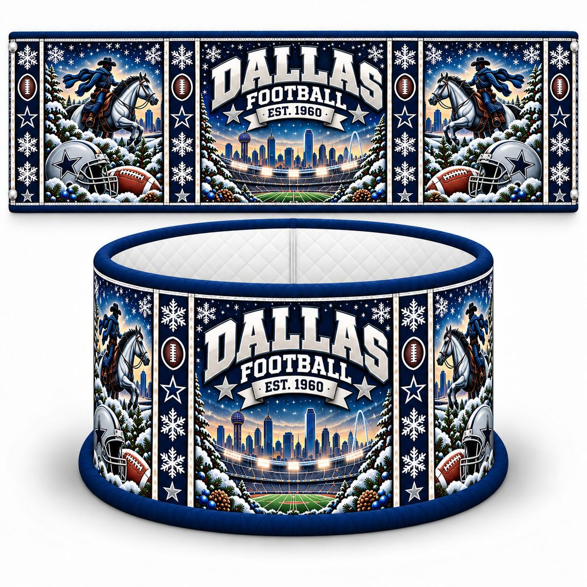 Football Christmas Tree Collar – Festive Holiday Tree Base Cover