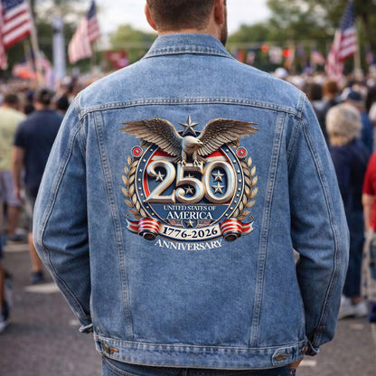 250th Anniversary 1776-2026 Eagle Denim Jacket Patriotic Jean Jacket