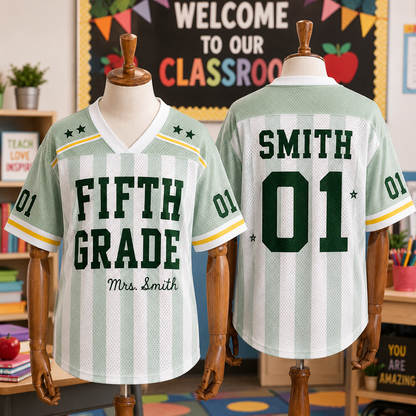 Custom Teacher Mesh Football Jersey, Personalized Name & Number Shirt
