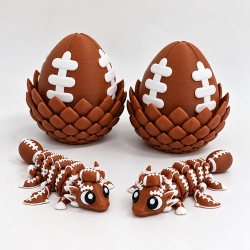 Football Dragon Egg with Baby Dragons - 3D Printed Dragon Set