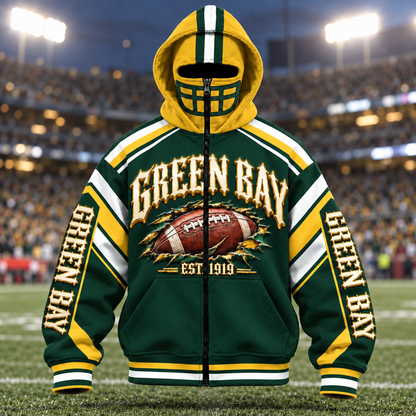 Mask Hoodie Football City Fan - Zip Hoodie All Team