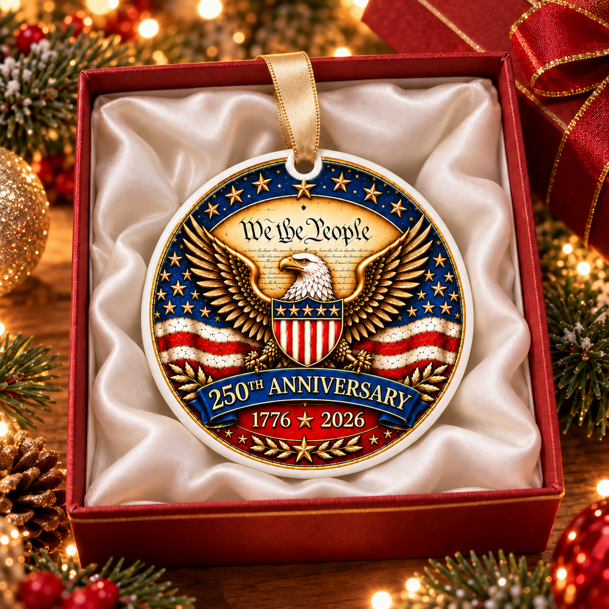 250 Anniversary Christmas Ceramic Ornament