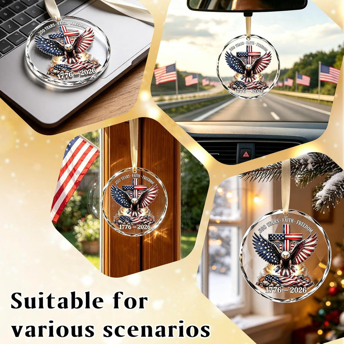 Faith, Freedom & America 250 Years Commemorative Christmas Ornament