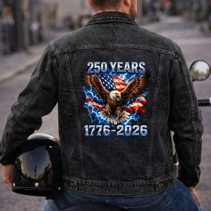 America 250 Eagle Thunder Denim Jacket 1776 - 2026 Patriotic Jean Jacket