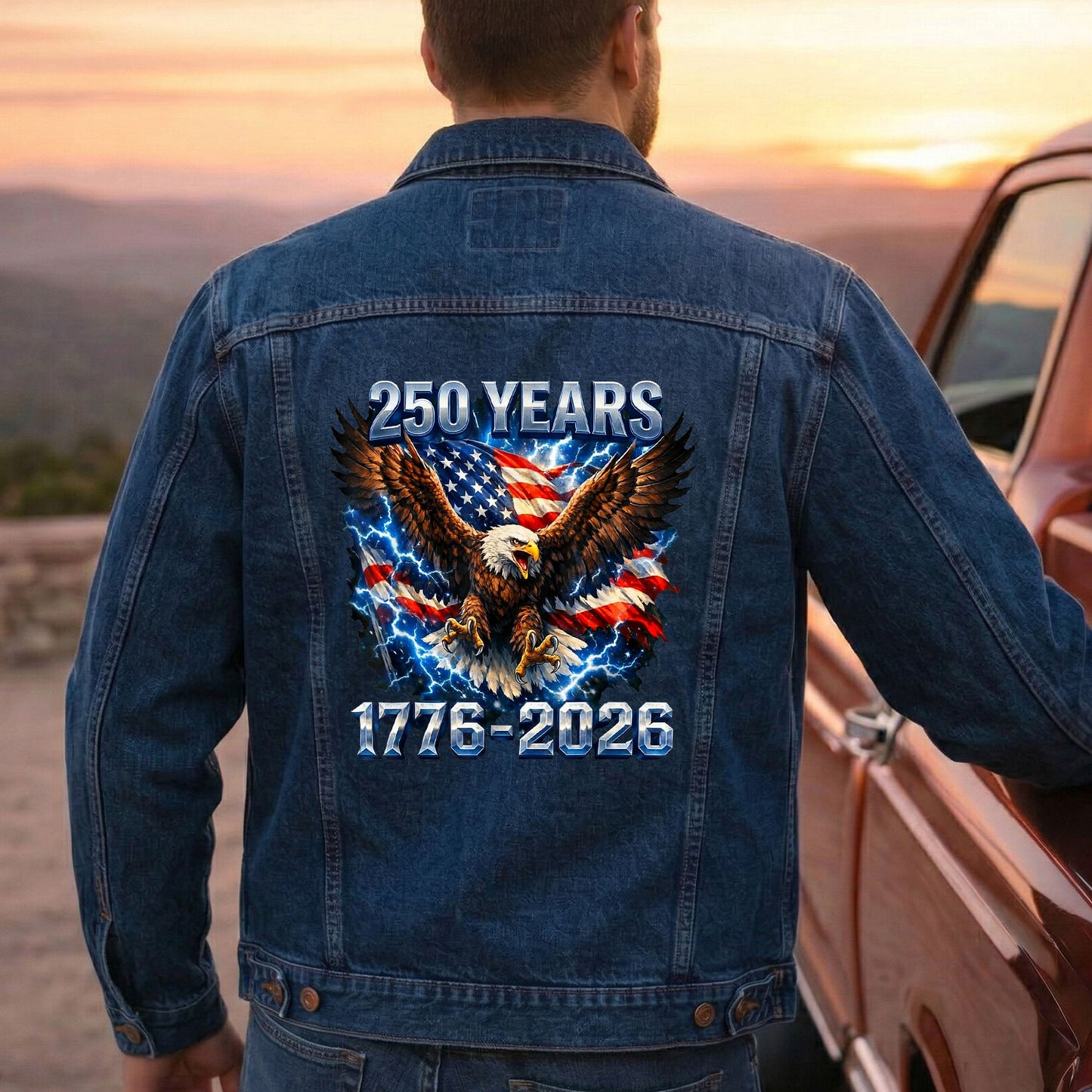 America 250 Eagle Thunder Denim Jacket 1776 - 2026 Patriotic Jean Jacket