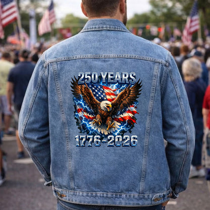 America 250 Eagle Thunder Denim Jacket 1776 - 2026 Patriotic Jean Jacket