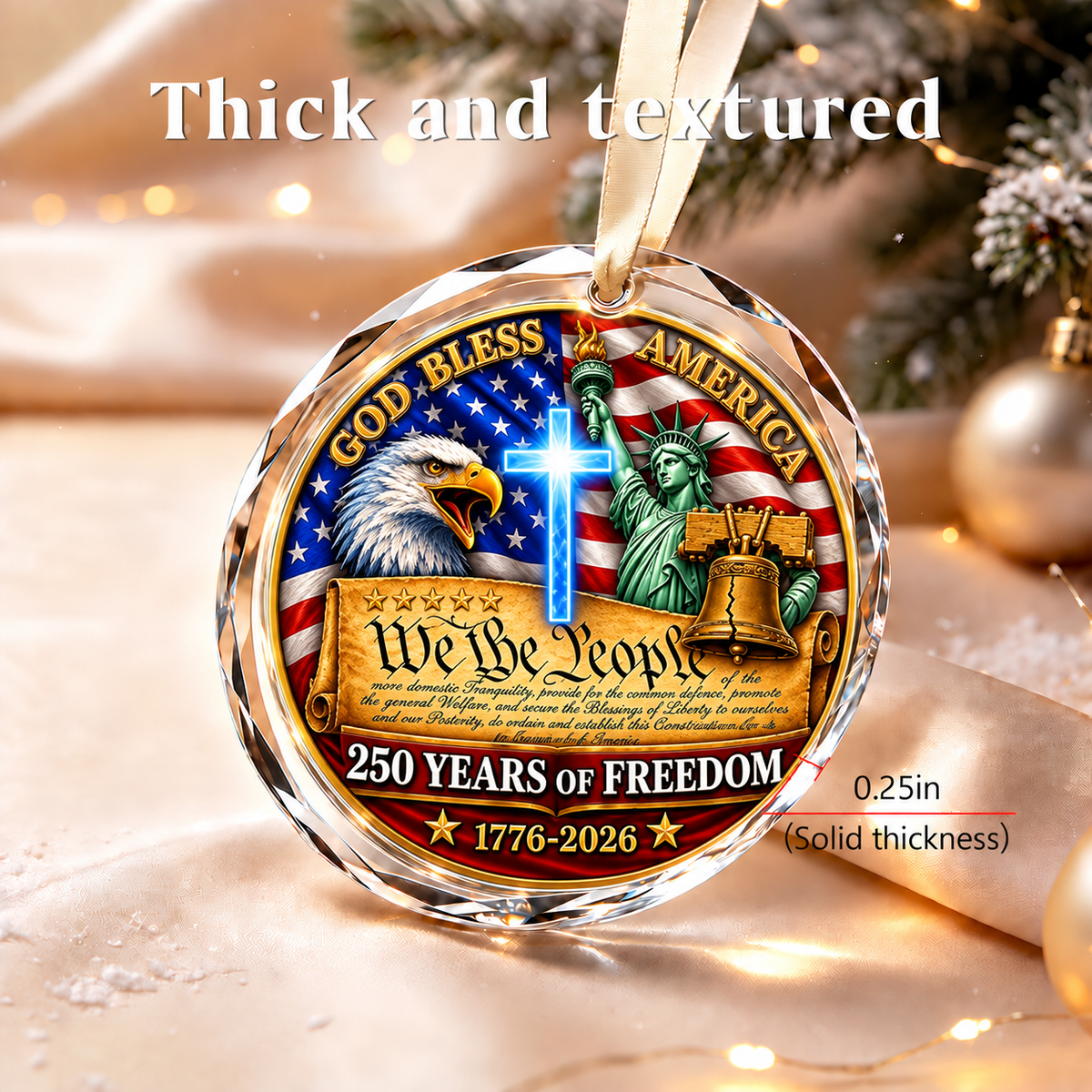 250 Years of Freedom Ornament 1776–2026 - Liberty Bell Eagle Holiday Keepsake