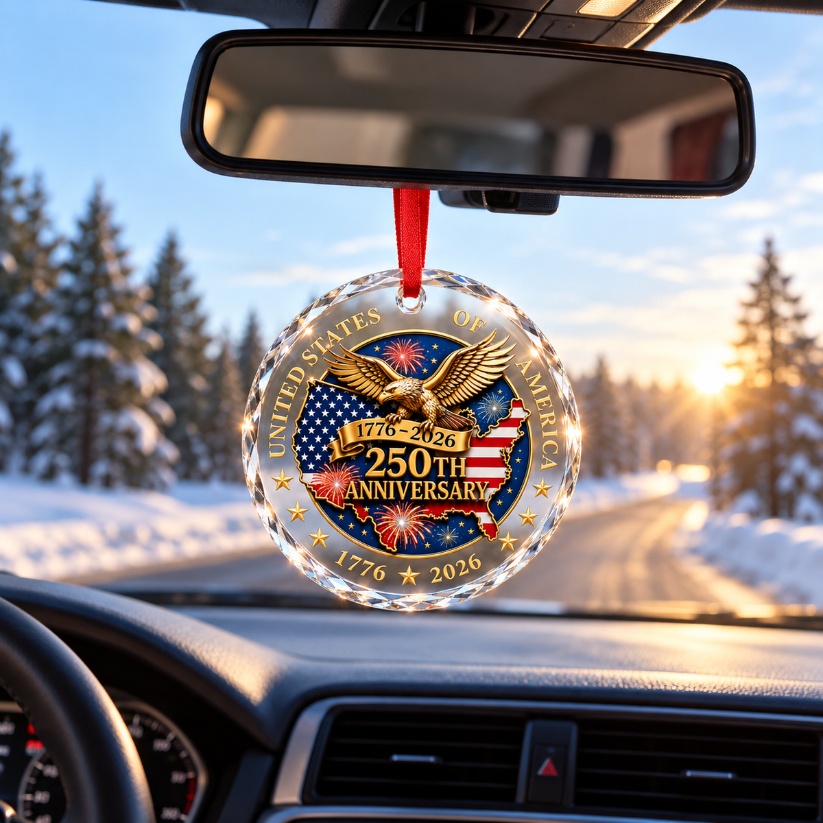 250 Anniversary USA Ornament - Acrylic Patriotic Christmas Ornament