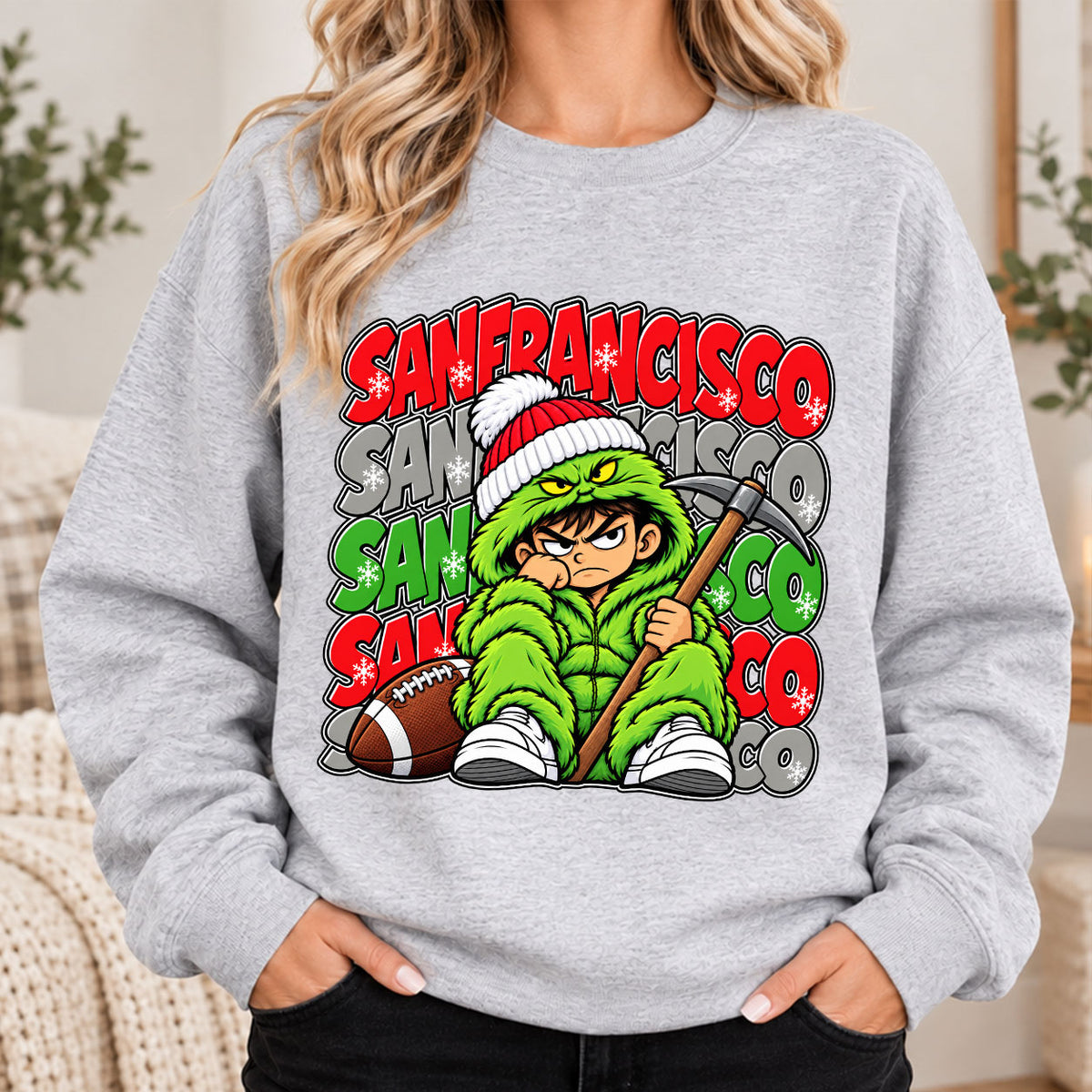 San Francisco Christmas Green Monster Sweatshirt - American Football Fan