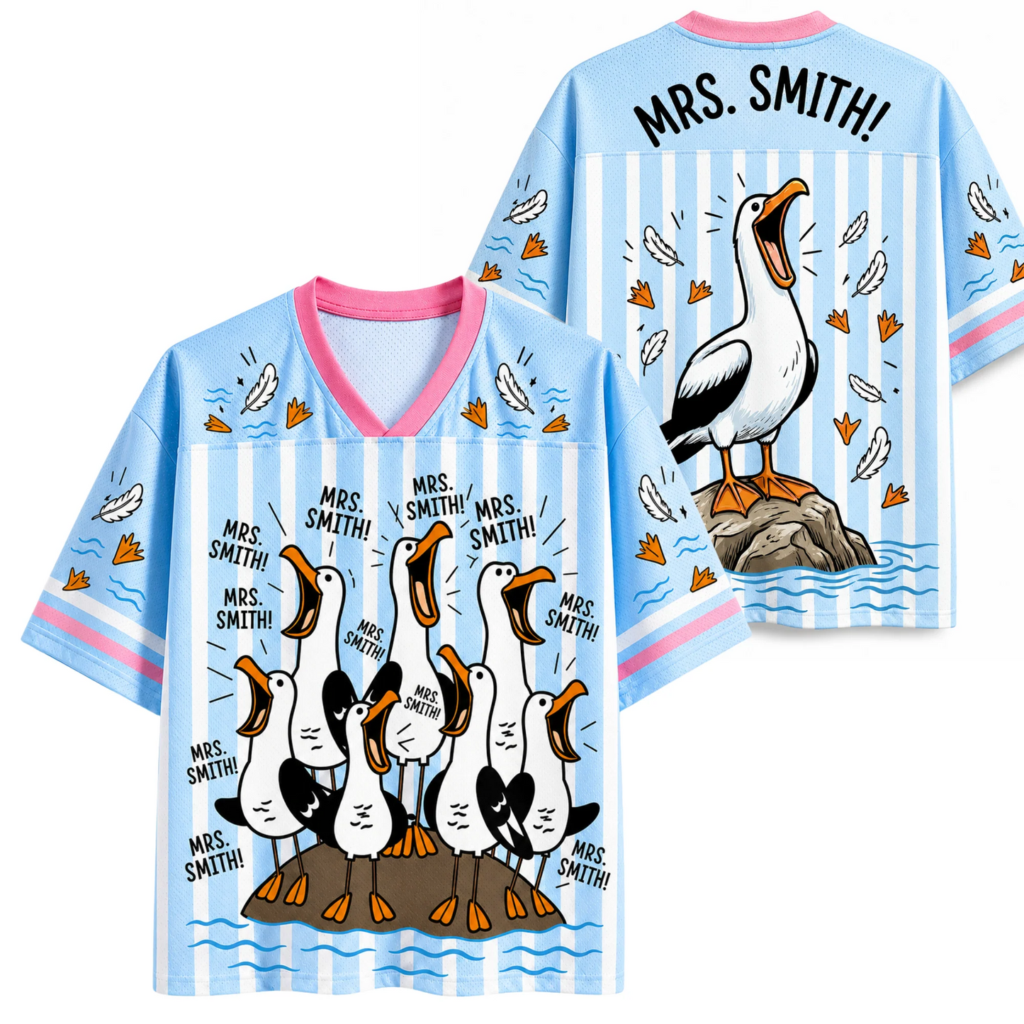Custom Teacher Seagulls Noise Funny Mesh Jersey