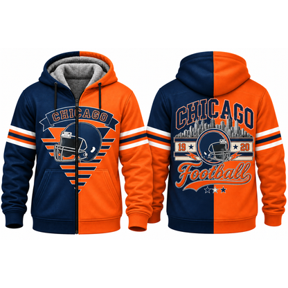 Football Fleece Lined Zip Hoodie – Cozy Game Day Jacket