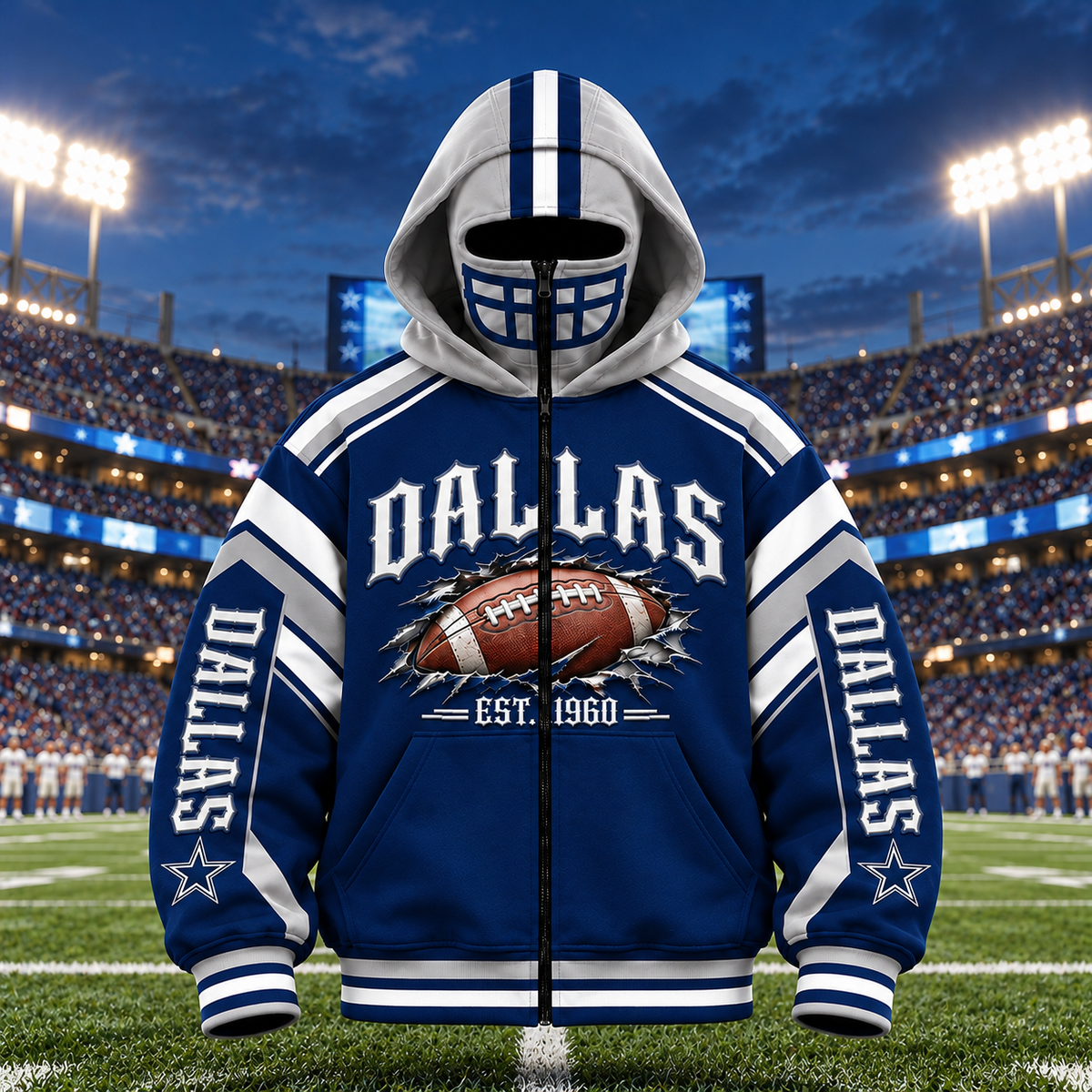 Mask Hoodie Football City Fan - Zip Hoodie All Team