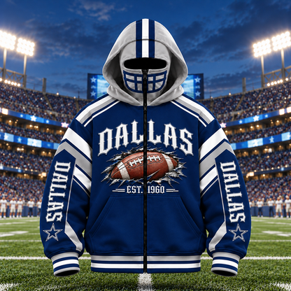 Mask Hoodie Football City Fan - Zip Hoodie All Team