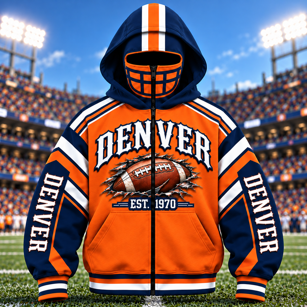 Mask Hoodie Football City Fan - Zip Hoodie All Team