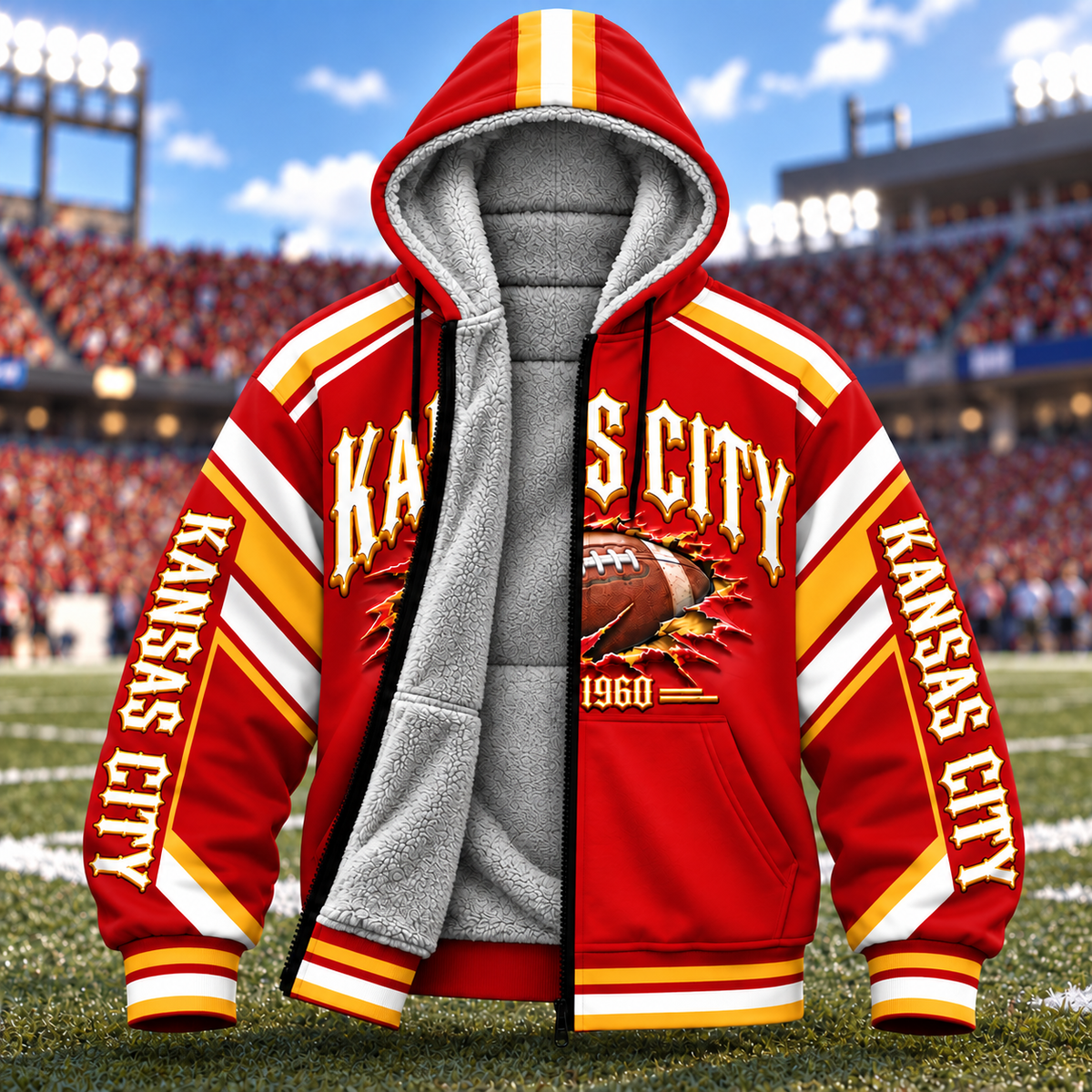 Fleece Jacket Football Cities Zip – Game Day Fan Full Zip Jacket