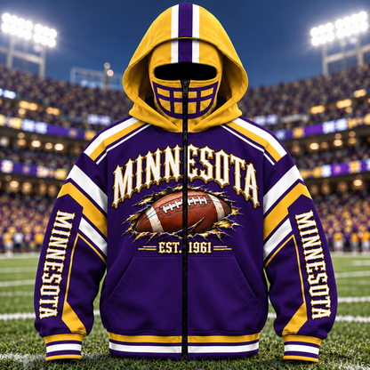 Mask Hoodie Football City Fan - Zip Hoodie All Team
