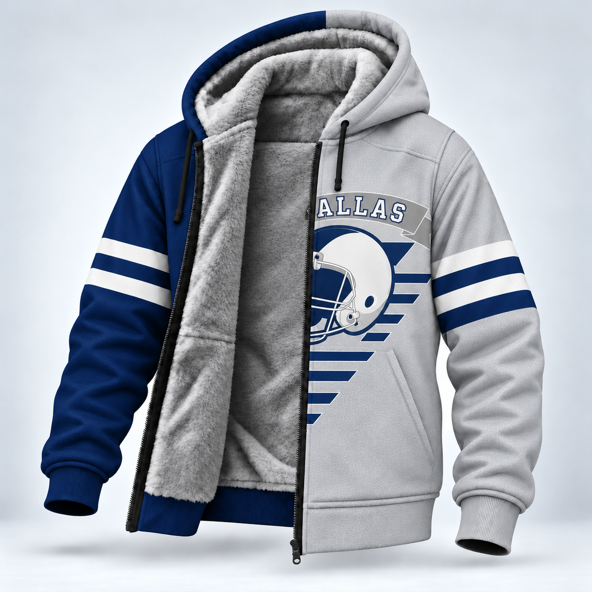 Football Fleece Lined Zip Hoodie – Cozy Game Day Jacket