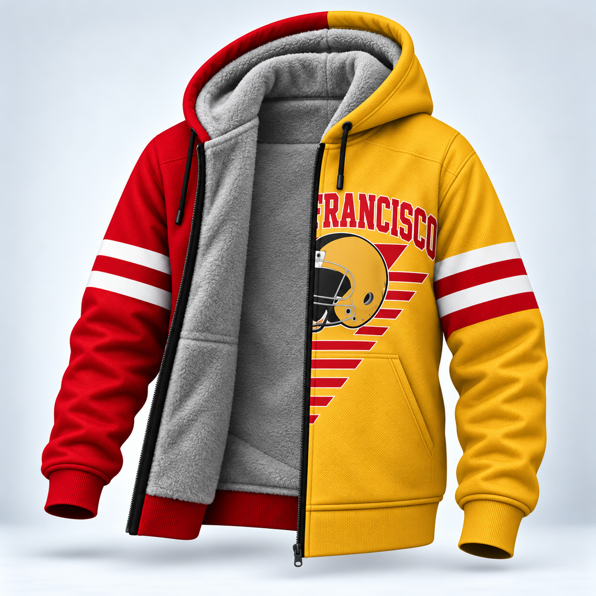 Football Fleece Lined Zip Hoodie – Cozy Game Day Jacket