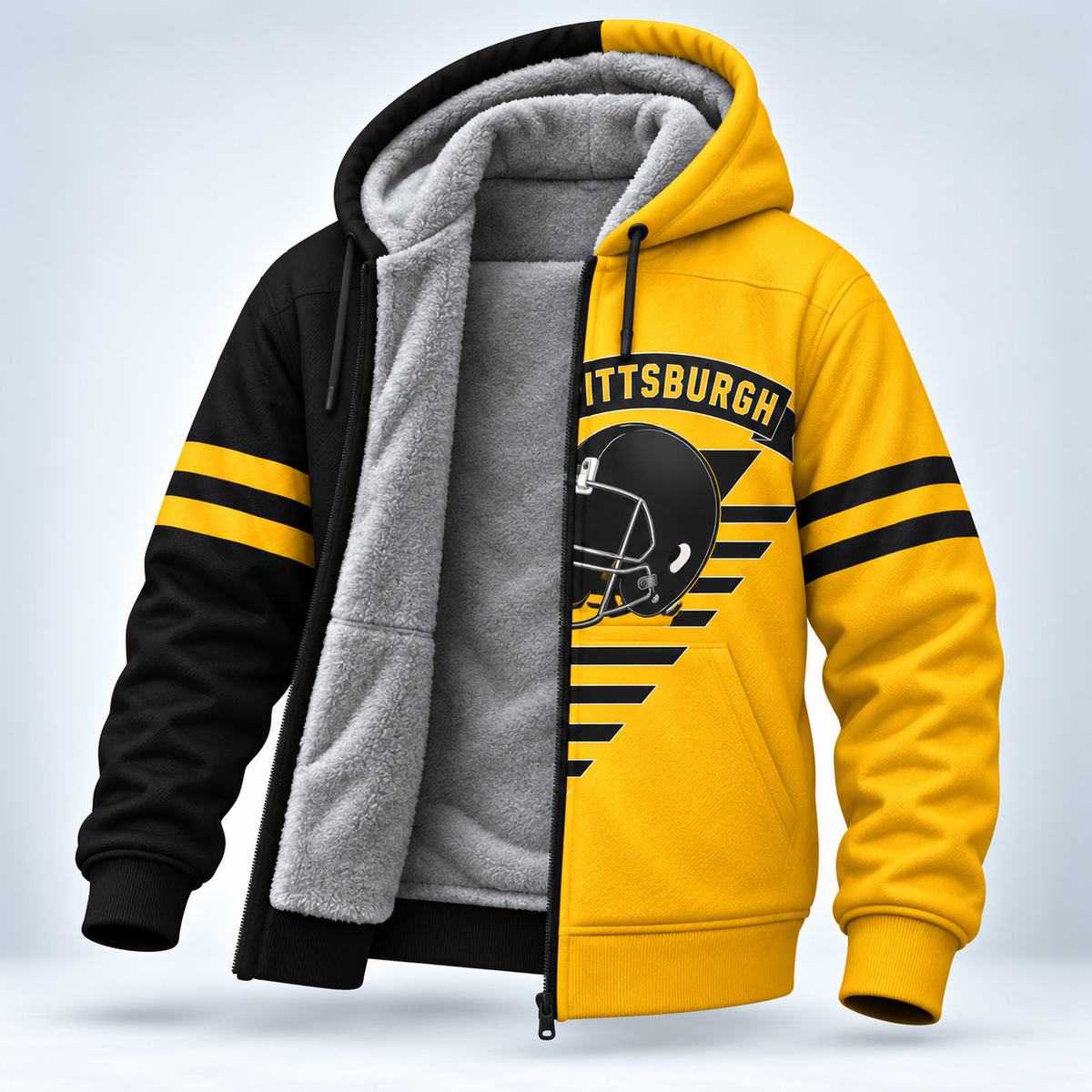 Football Fleece Lined Zip Hoodie – Cozy Game Day Jacket