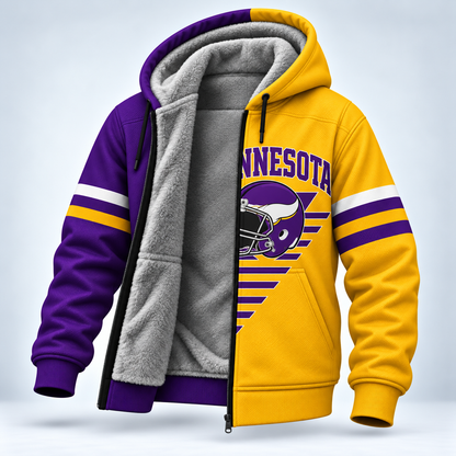 Football Fleece Lined Zip Hoodie – Cozy Game Day Jacket
