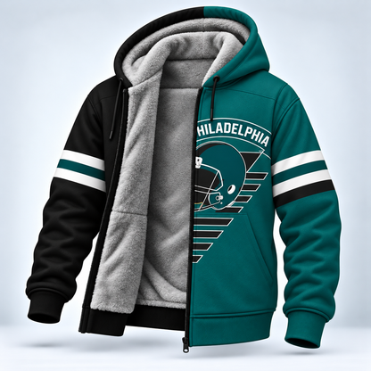 Football Fleece Lined Zip Hoodie – Cozy Game Day Jacket
