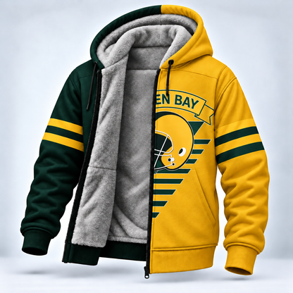 Football Fleece Lined Zip Hoodie – Cozy Game Day Jacket
