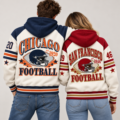 Vintage City Football Hoodie – Retro Color Block Game Day