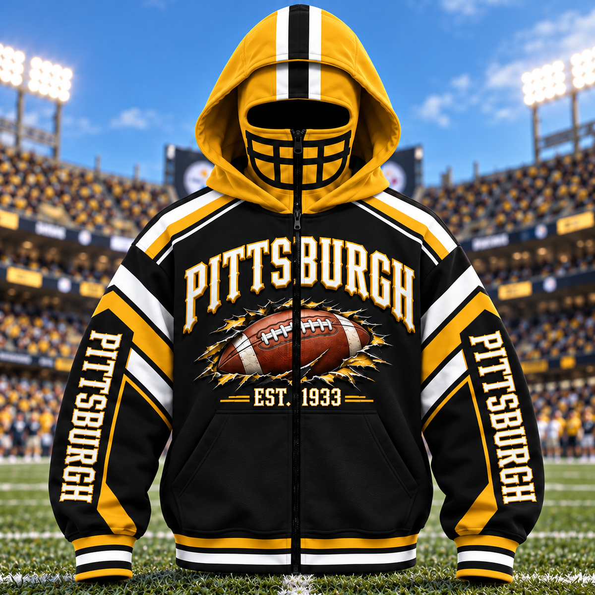 Mask Hoodie Football City Fan - Zip Hoodie All Team
