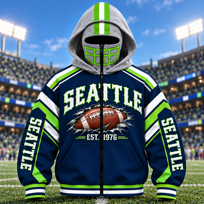 Mask Hoodie Football City Fan - Zip Hoodie All Team