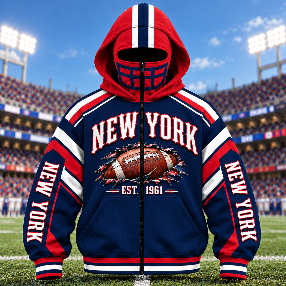 Mask Hoodie Football City Fan - Zip Hoodie All Team