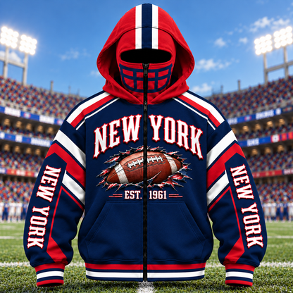 Mask Hoodie Football City Fan - Zip Hoodie All Team