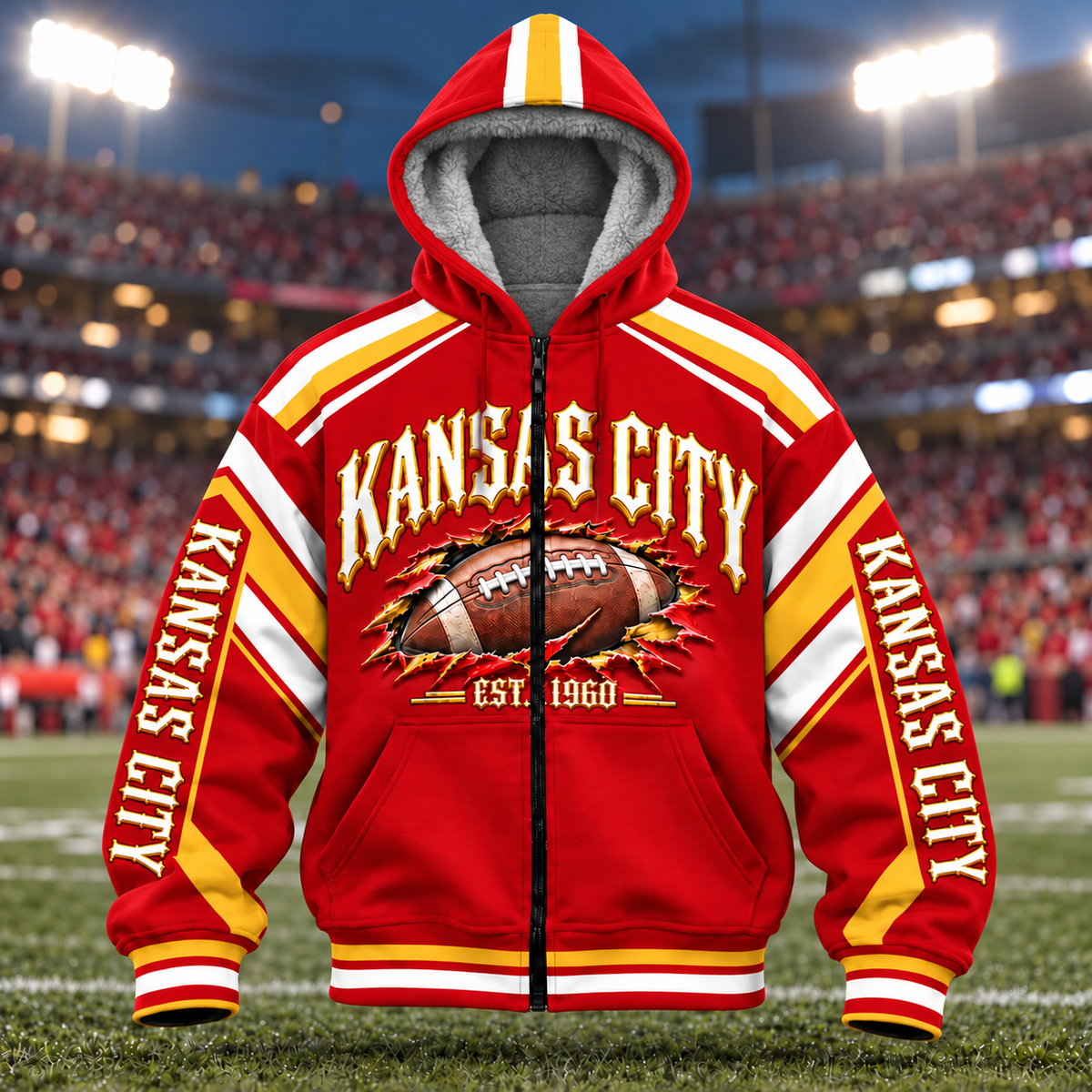 Fleece Jacket Football Cities Zip – Game Day Fan Full Zip Jacket