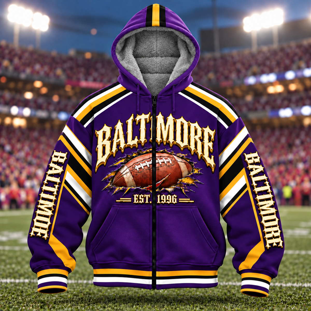 Fleece Jacket Football Cities Zip – Game Day Fan Full Zip Jacket