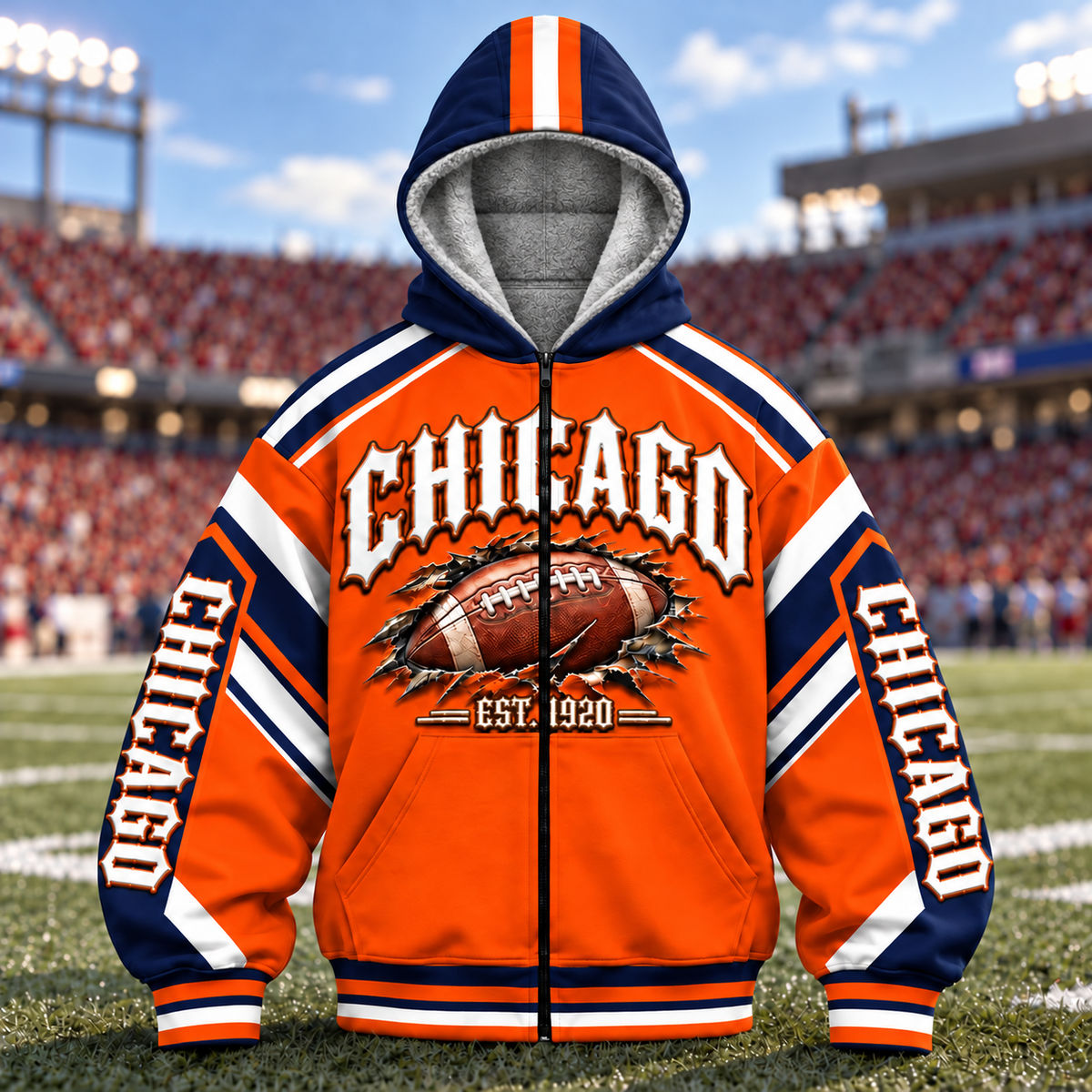 Fleece Jacket Football Cities Zip – Game Day Fan Full Zip Jacket