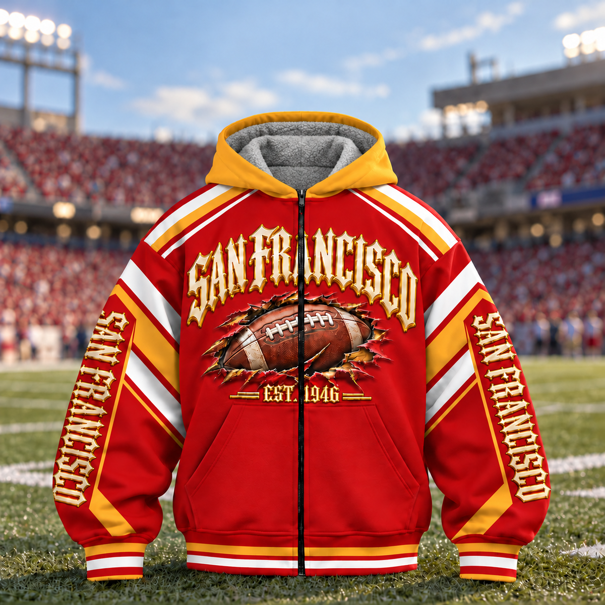 Fleece Jacket Football Cities Zip – Game Day Fan Full Zip Jacket