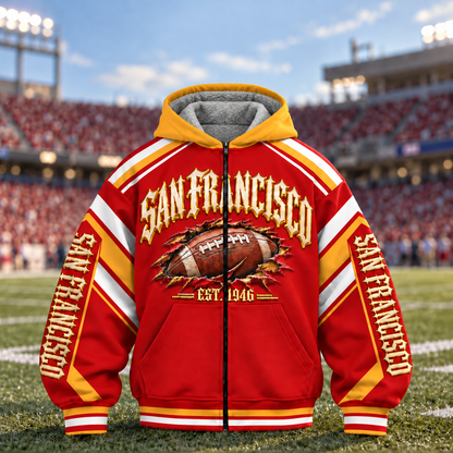 Fleece Jacket Football Cities Zip – Game Day Fan Full Zip Jacket