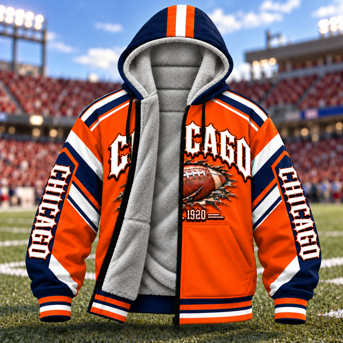 Fleece Jacket Football Cities Zip – Game Day Fan Full Zip Jacket