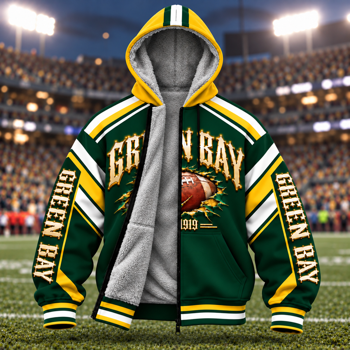 Fleece Jacket Football Cities Zip – Game Day Fan Full Zip Jacket