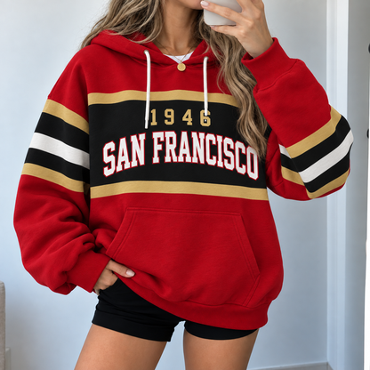 Unisex Football Retro City Letter Hoodie Sanfrancisco