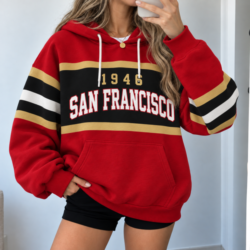 Unisex Football Retro City Letter Hoodie Sanfrancisco