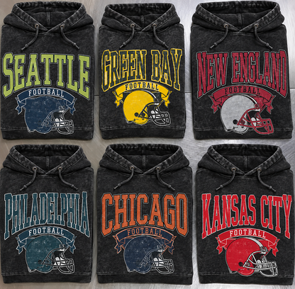 Football Vintage Washed Hoodie - Unisex Game Day Pullover