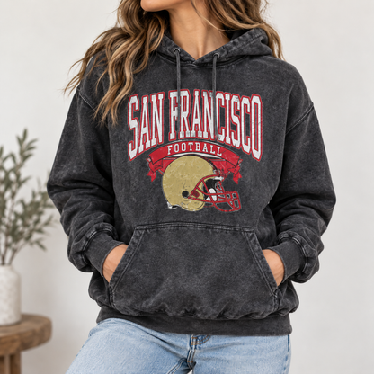 Football Vintage Washed Hoodie - Unisex Game Day Pullover