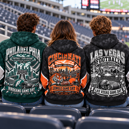 Game Day City Football Hoodie – Retro Helmet Graphic