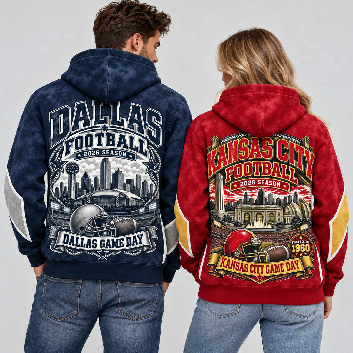 Game Day City Football Hoodie – Retro Helmet Graphic