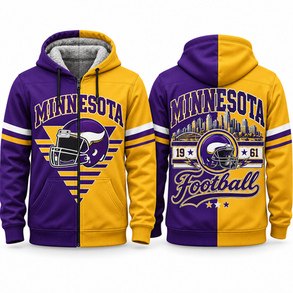 Football Fleece Lined Zip Hoodie – Cozy Game Day Jacket