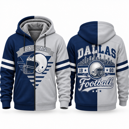Football Fleece Lined Zip Hoodie – Cozy Game Day Jacket