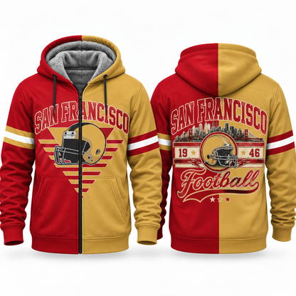 Football Fleece Lined Zip Hoodie – Cozy Game Day Jacket