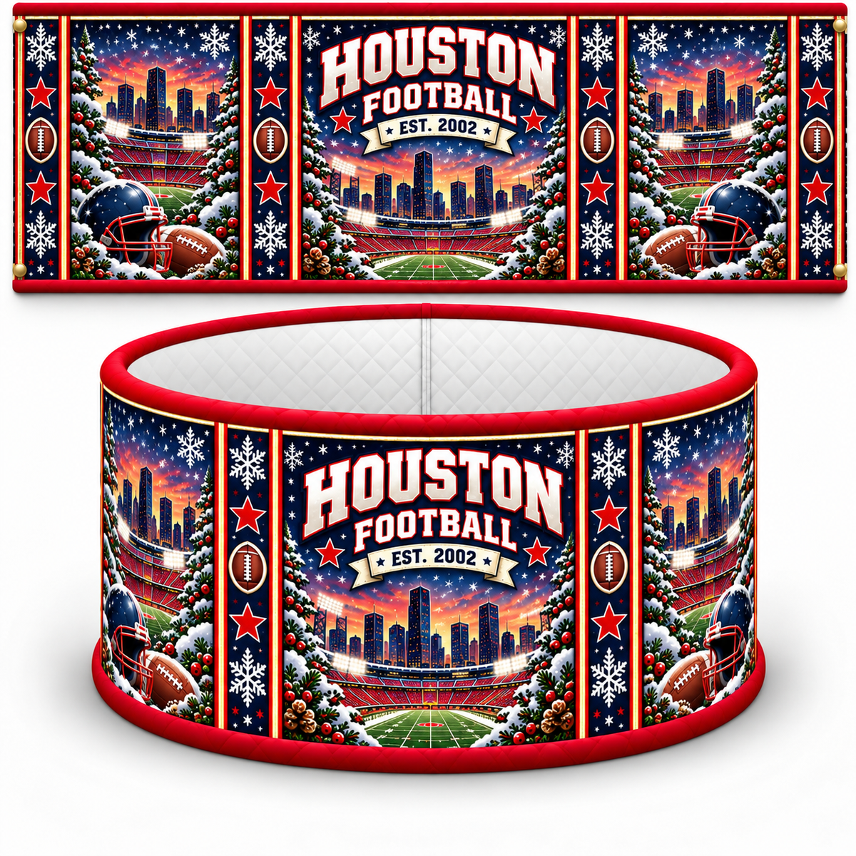 Football Christmas Tree Collar – Festive Holiday Tree Base Cover