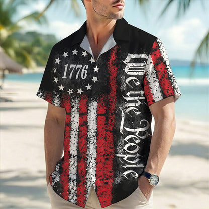Black Distressed America 250th Anniversary We The People Patriotic Hawaiian Shirt